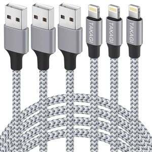 شارژر آیفون TAKAGI 3Pack 6FT نایلون بافته رعد و برق